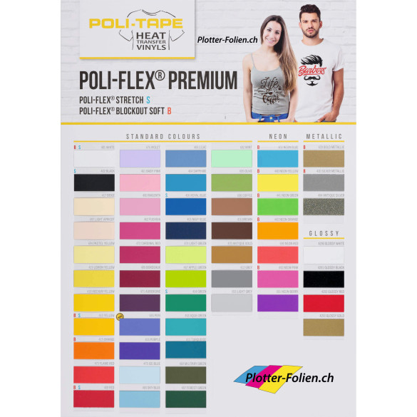 Flexfolie Flockfolie Textilfolie Bügelfolie Poli-Flex Premium 50/100cm 21,98€/m² 