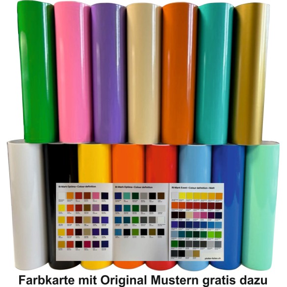 Plotterfolien-Sets-Vinylfolien Set 15 Bögen à 31x100cm. Farbkarte Gratis zum Set.